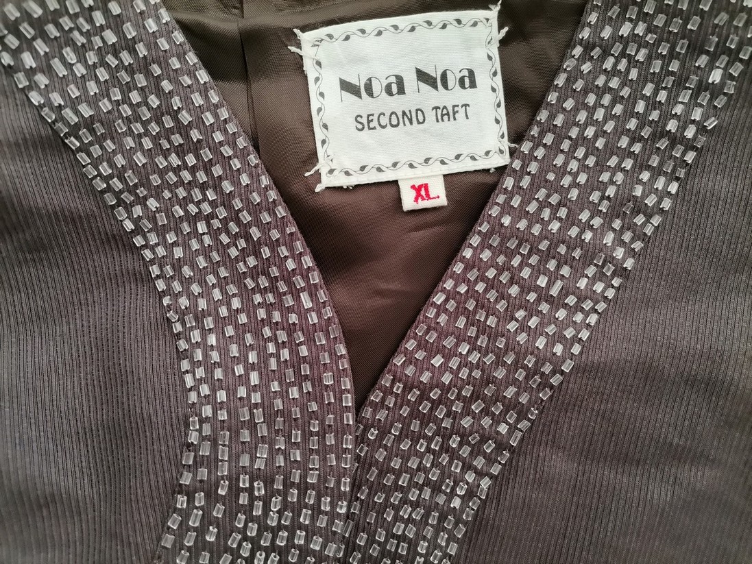 Noa noa Size XL (38/40) Color Brązowy W serek Bolerko Kardigan Bezrękawnik Fabric Bawełna Cienka dzianina