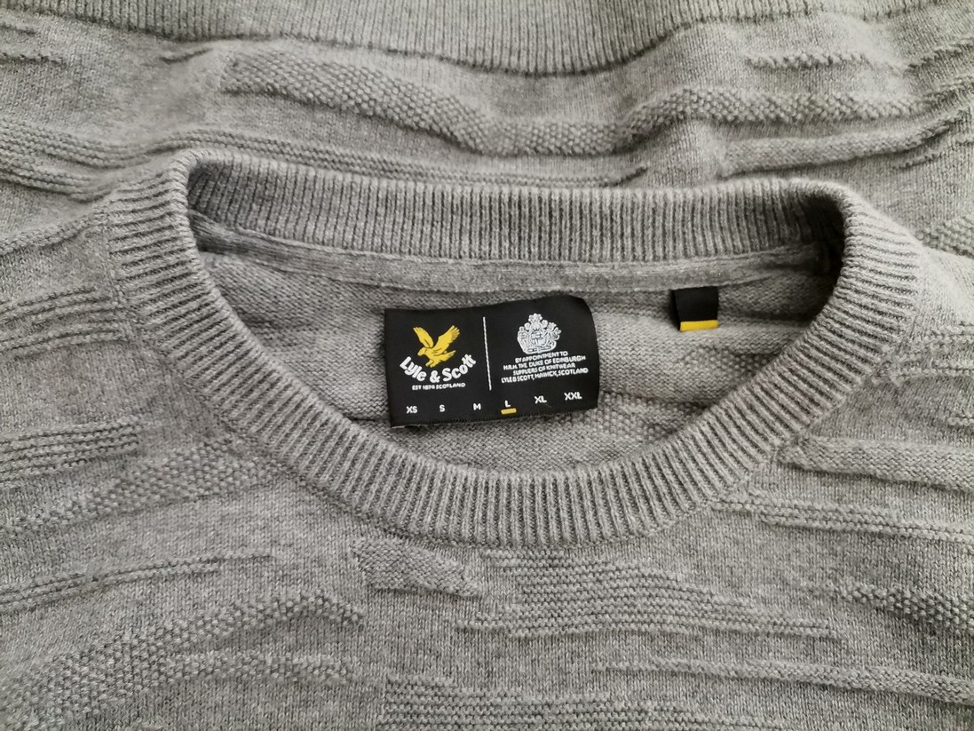 Lyle & Scott Size L Color Szary Męski Sweter Długi rękaw Fabric Bawełna 100%