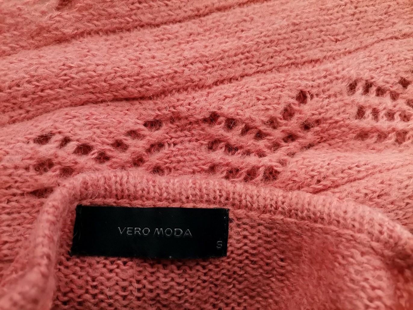 Vero moda Size S Color Różowy W serek Peleryna Kardigan Długi rękaw Otwarta dzianina