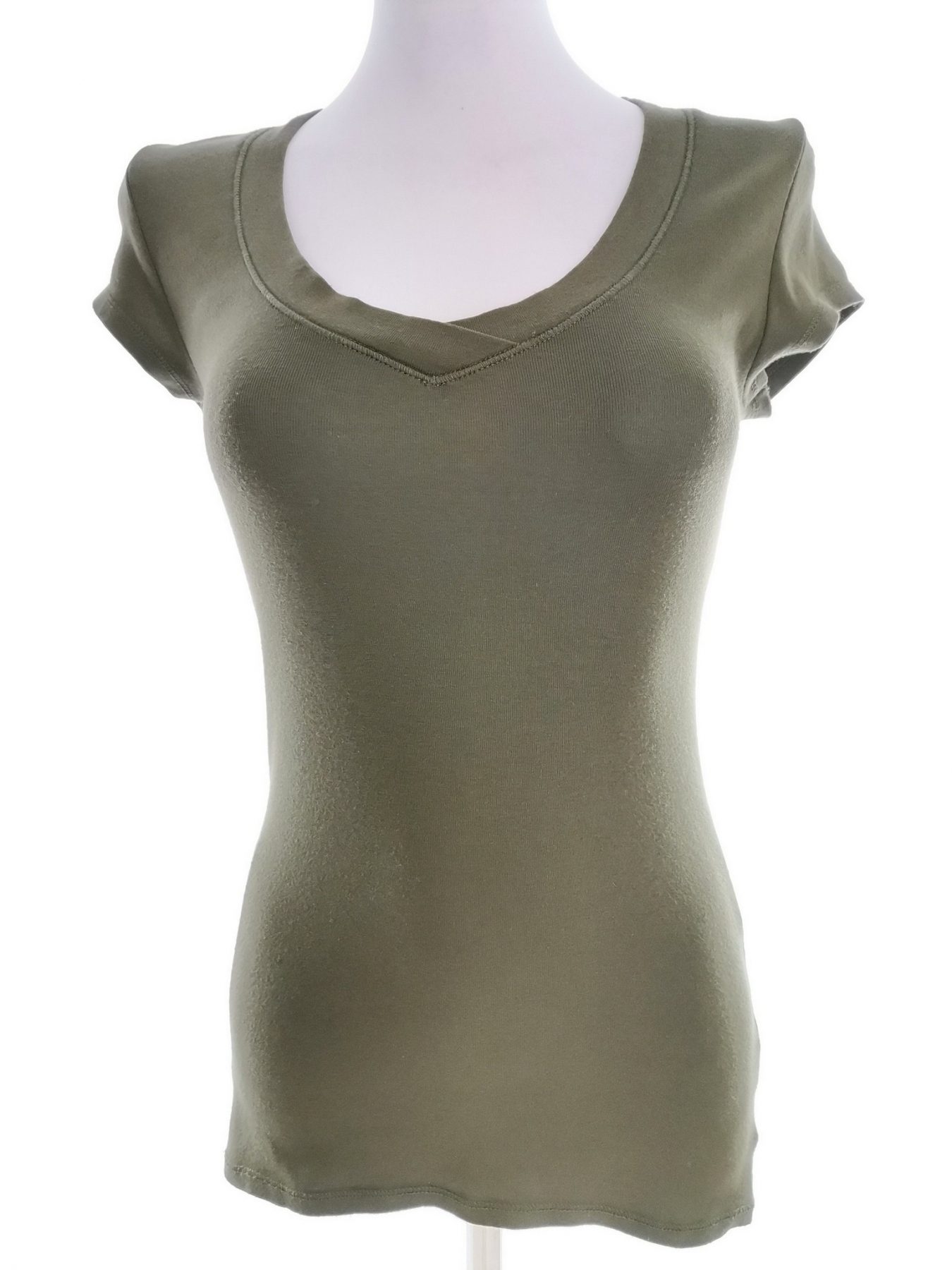 Cynthia Rowley Size S Color Khaki Okrągły dekolt T-Shirt Krótki rękaw Fabric Modal