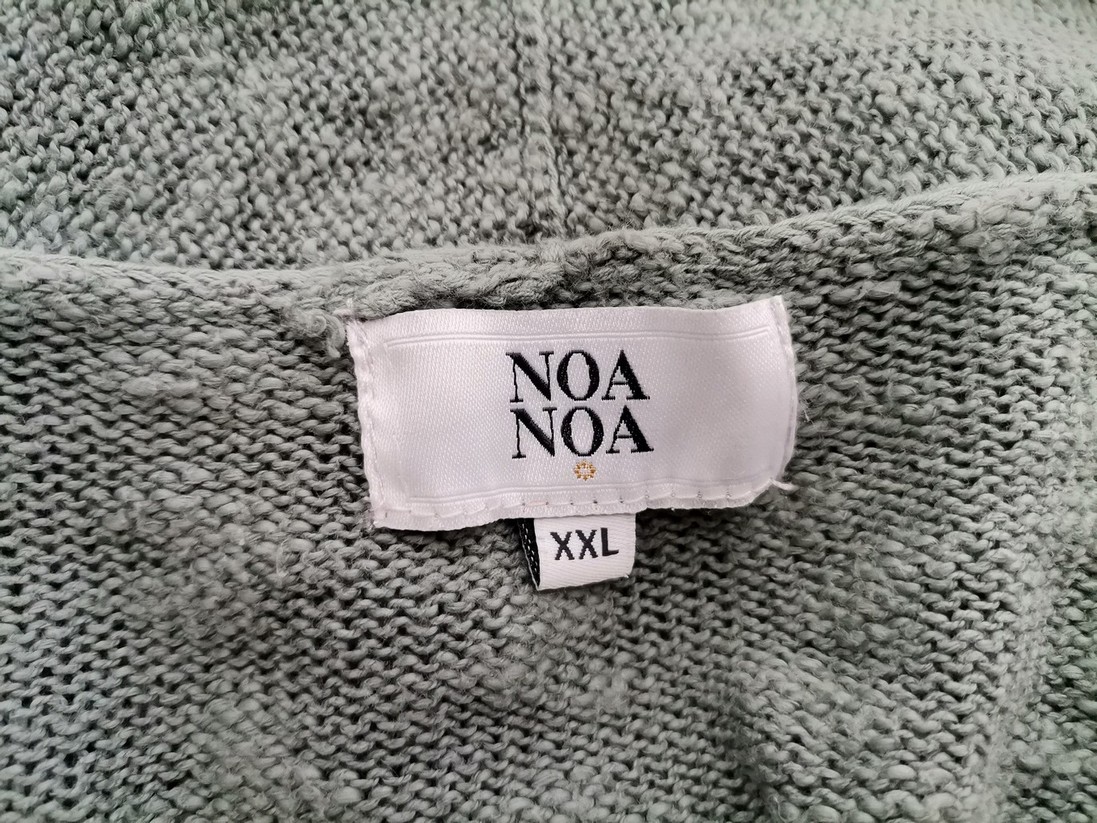 Noa noa Size XXL Color Zielony Drapowany dekolt Kardigan Zawijany Długi rękaw Cienka dzianina