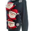 Merry Christmas Size 42/44 Color Granatowy Crew Neck Sweter Świąteczny Gwiazdka Długi rękaw Cienka dzianina