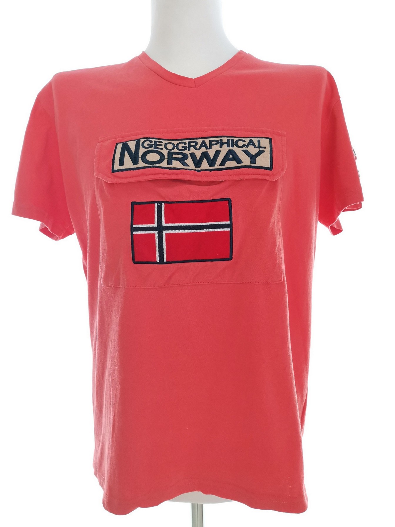 Geographical Norway Size XXL Color Pomarańczowy Męski T-Shirt Krótki rękaw Fabric Bawełna 100%