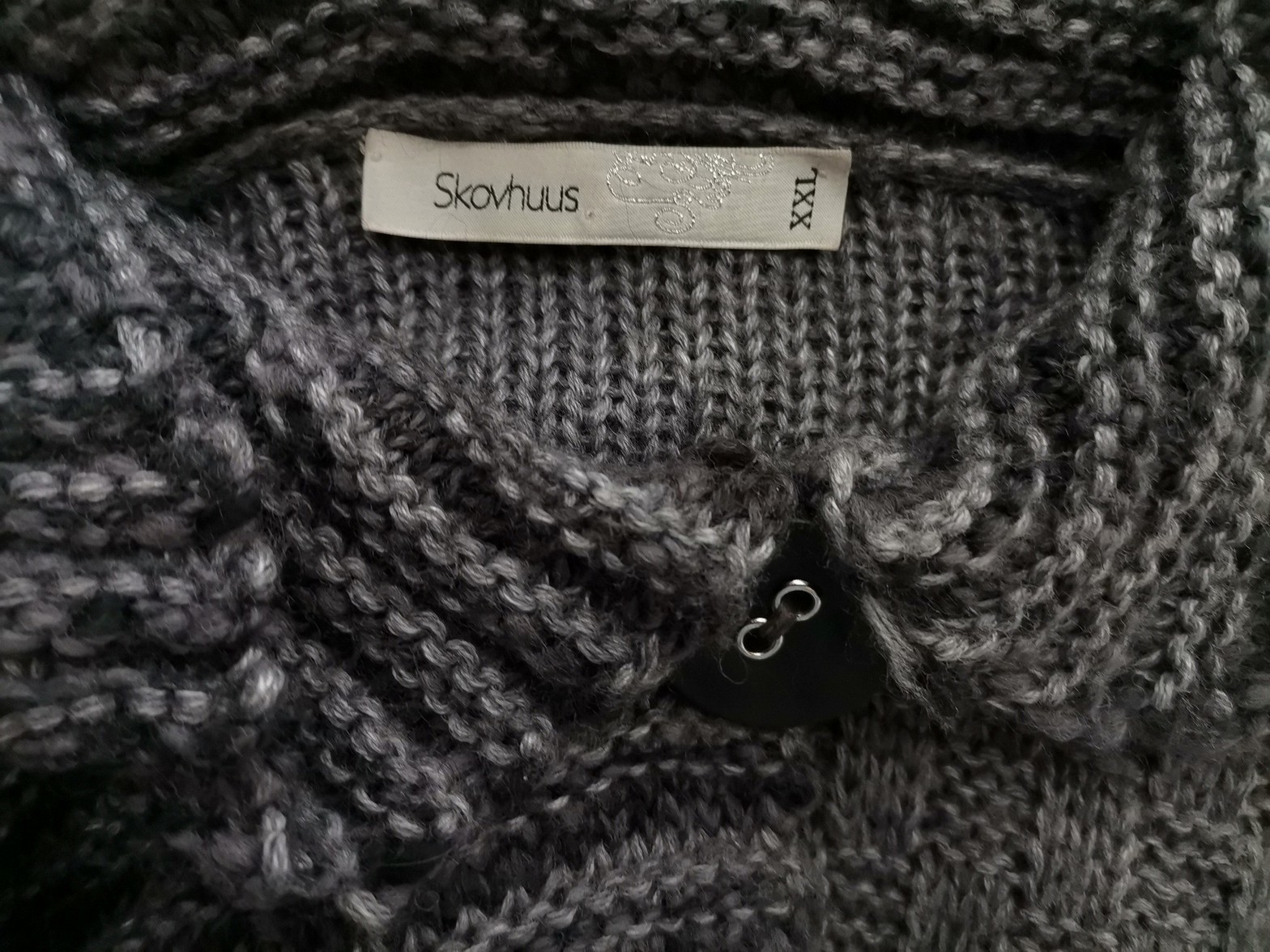 Skovhuus Size XXL Color Szary Kołnierz Długi Zapinany Kardigan Płaszcz Długi rękaw Fabric Akryl Gruba dzianina