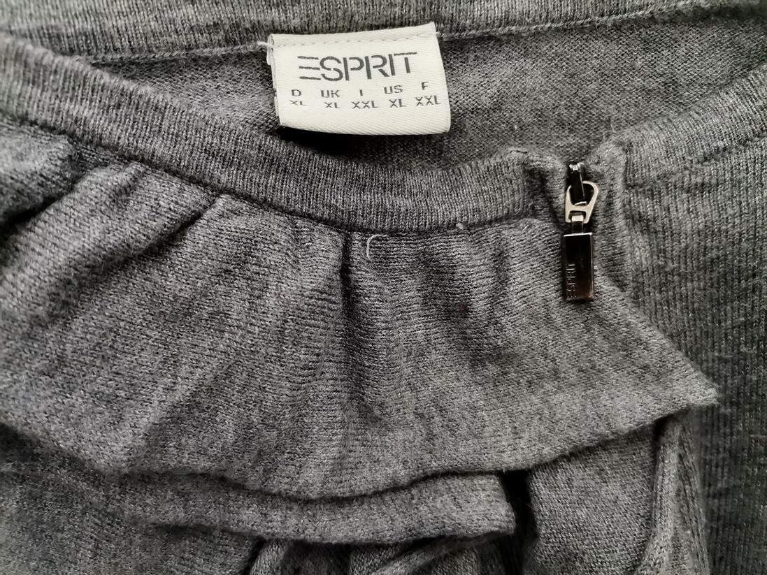 Esprit Size XL Color Szary Okrągły dekolt Kardigan na suwak Rękaw 3/4 Fabric Wiskoza Cienka dzianina