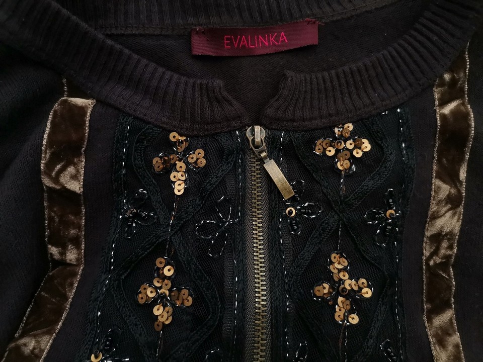 Evalinka Size 4 (42) Color Brązowy Okrągły dekolt Kardigan na suwak Długi rękaw Fabric Wiskoza Cienka dzianina