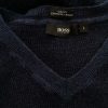 Hugo Boss Size L Color Granatowy W serek Sweter Długi rękaw Fabric Schurwolle Cienka dzianina