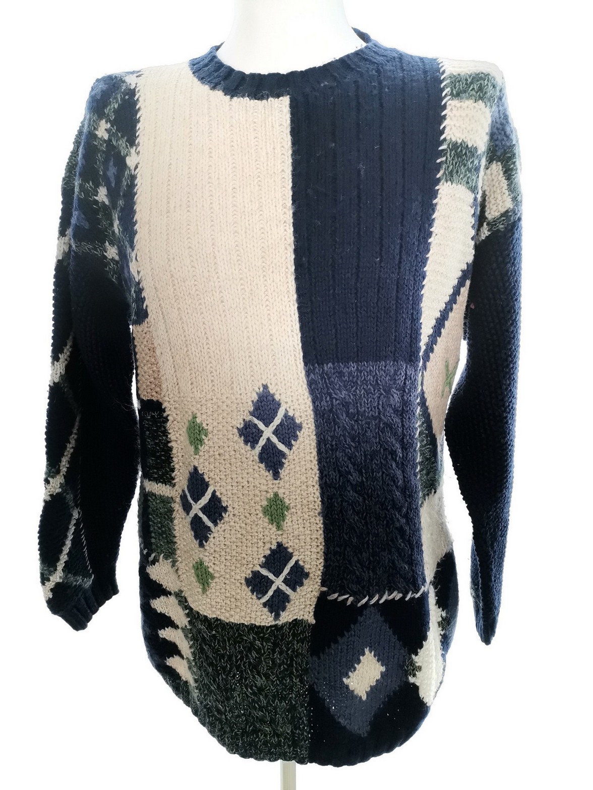 Skovhuus Size L Color Granatowy Męski Sweter Długi rękaw Fabric Wełna