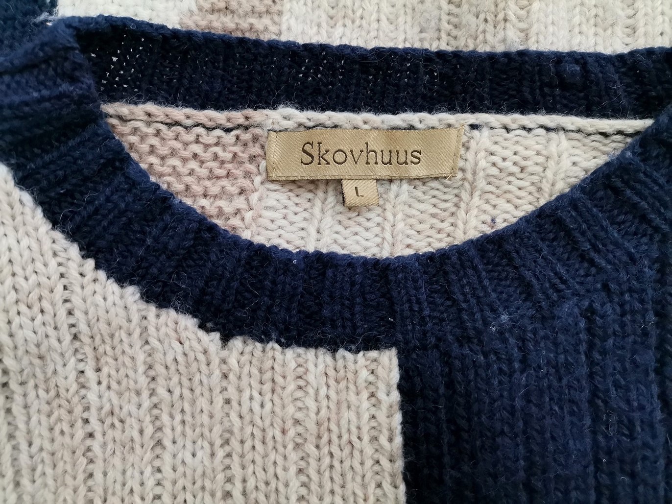 Skovhuus Size L Color Granatowy Męski Sweter Długi rękaw Fabric Wełna