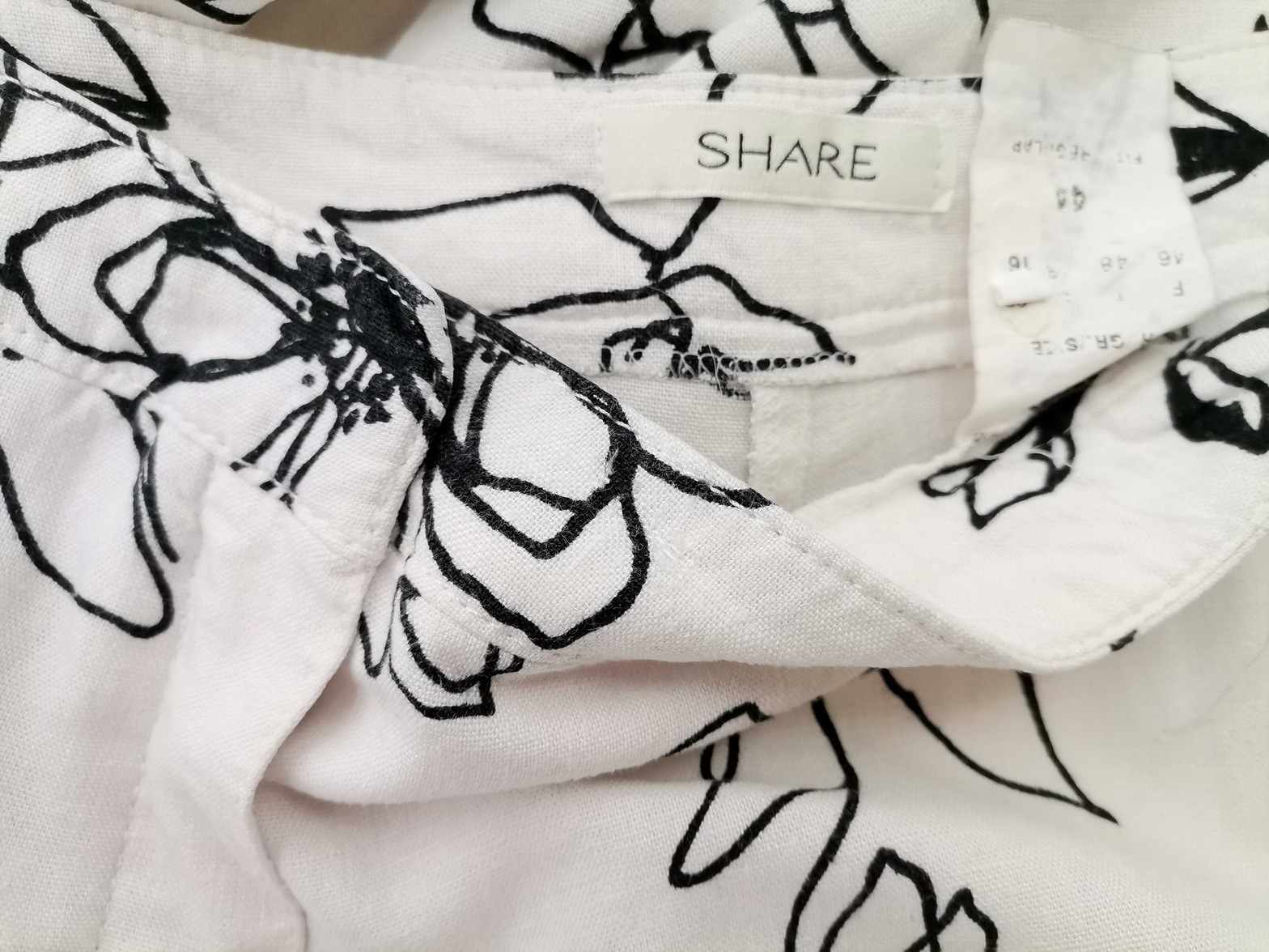 Share Size 44 Color Biały Spodnie Casual Fabric Len