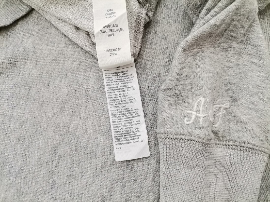 ABERCROMBIE & FITCH Size M Color Szary Okrągły dekolt Sweter Długi rękaw Fabric Bawełna Cienka dzianina