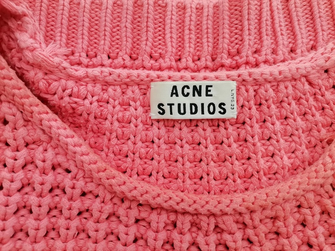 ACNE Studios Size M Color Różowy Okrągły dekolt Sweter Długi rękaw Fabric Bawełna 100% Gruba dzianina