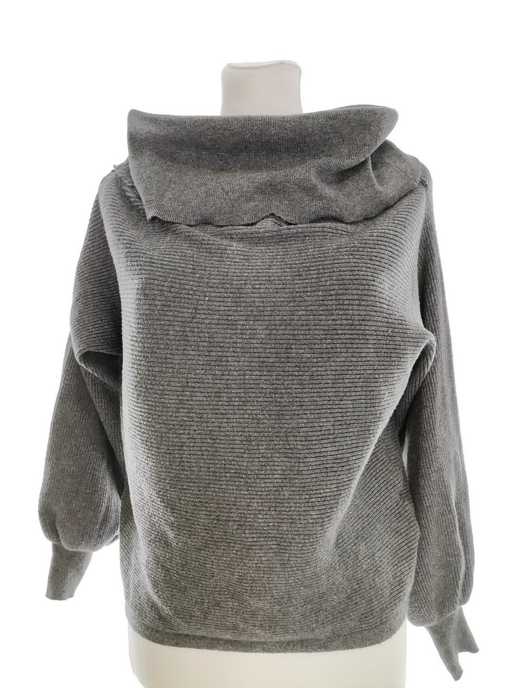 ZARA KNIT Size M Color Szary Drapowany dekolt Sweter Rękaw 3/4 Fabric Wiskoza Cienka dzianina