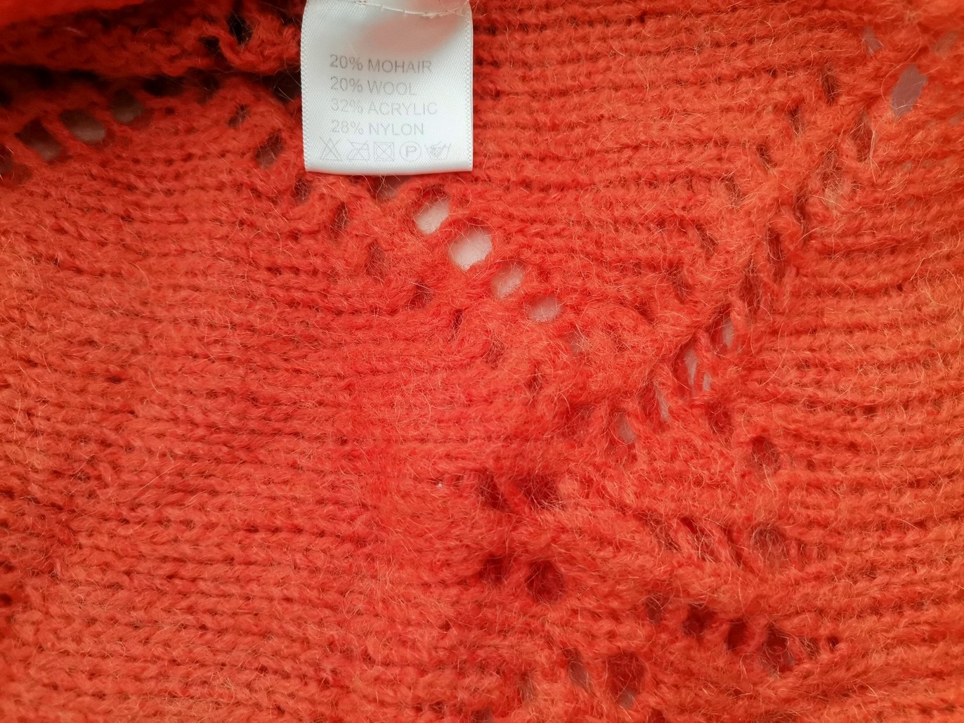 Indiska Size M Color Pomarańczowy W łódkę Sweter Długi rękaw Fabric Akryl Otwarta dzianina