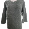 Max Studio Size M Color Niebieski Crew Neck Sweter Rękaw 3/4 Fabric Bawełna 100% Dzianina kablowa