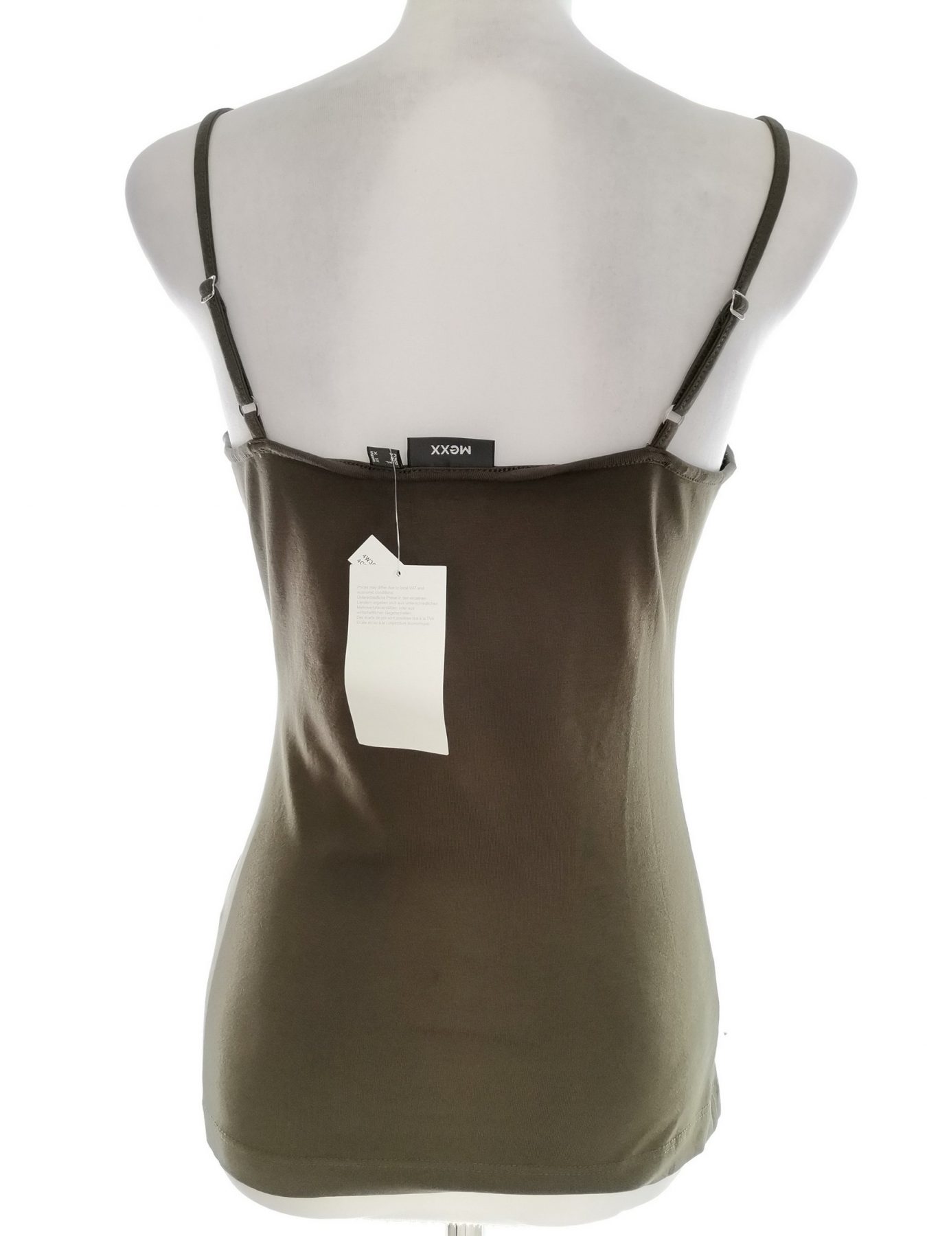 Mexx Size XS Color Khaki W serek Bluzka Bezrękawnik Fabric Bawełna