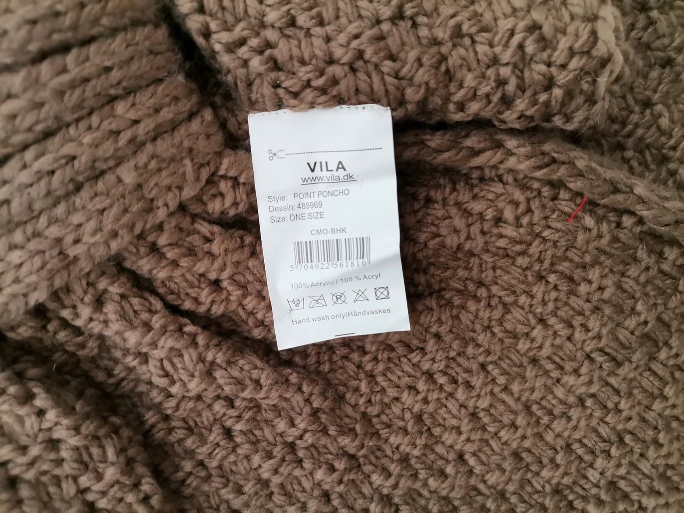 Vila Size ONE SIZE (34/36) Color Brązowy W łódkę Crop Sweter Bezrękawnik Fabric Akryl 100% Gruba dzianina