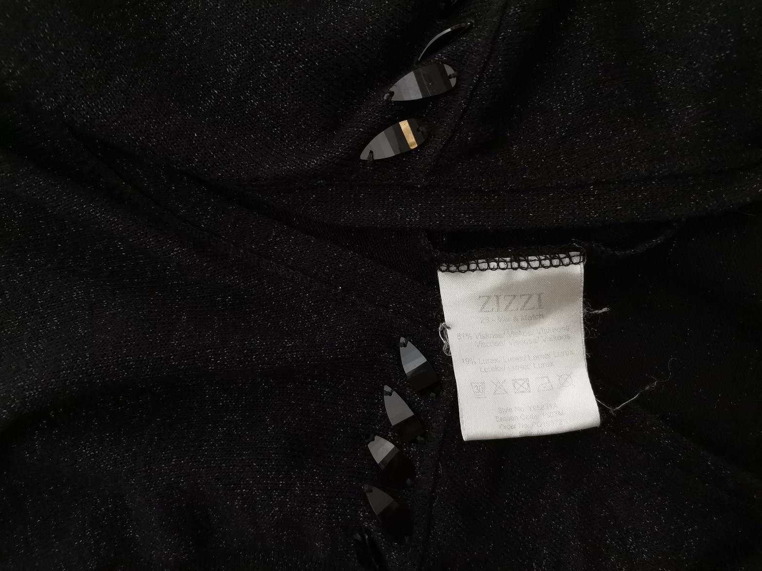 Zizzi Size M Color Czarny W serek Długi Otwarty Kardigan Rękaw 3/4 Fabric Wiskoza Cienka dzianina