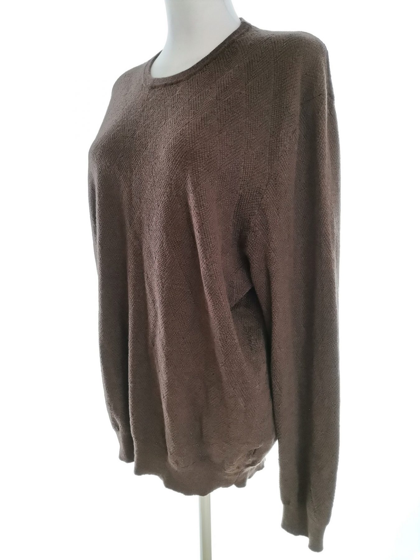 Gran Sasso Size 56 Color Brązowy Crew Neck Sweter Długi rękaw Fabric Wełna Jagnięca 100% Cienka dzianina