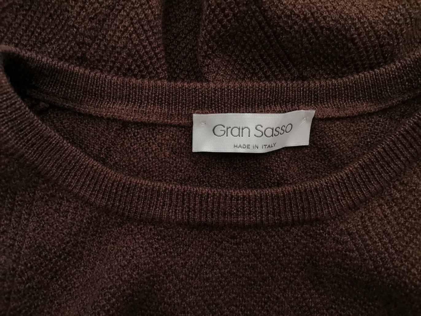 Gran Sasso Size 56 Color Brązowy Crew Neck Sweter Długi rękaw Fabric Wełna Jagnięca 100% Cienka dzianina