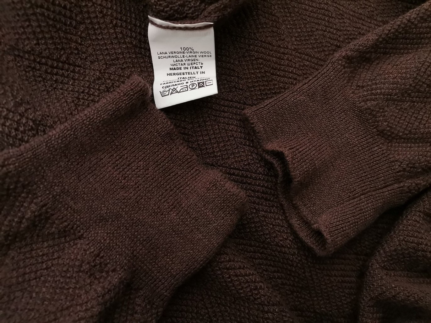 Gran Sasso Size 56 Color Brązowy Crew Neck Sweter Długi rękaw Fabric Wełna Jagnięca 100% Cienka dzianina