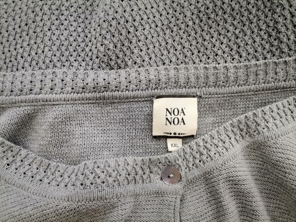 Noa noa Size XXL Color Szary Okrągły dekolt Długi Zapinany Kardigan Długi rękaw Fabric Bawełna 100% Cienka dzianina