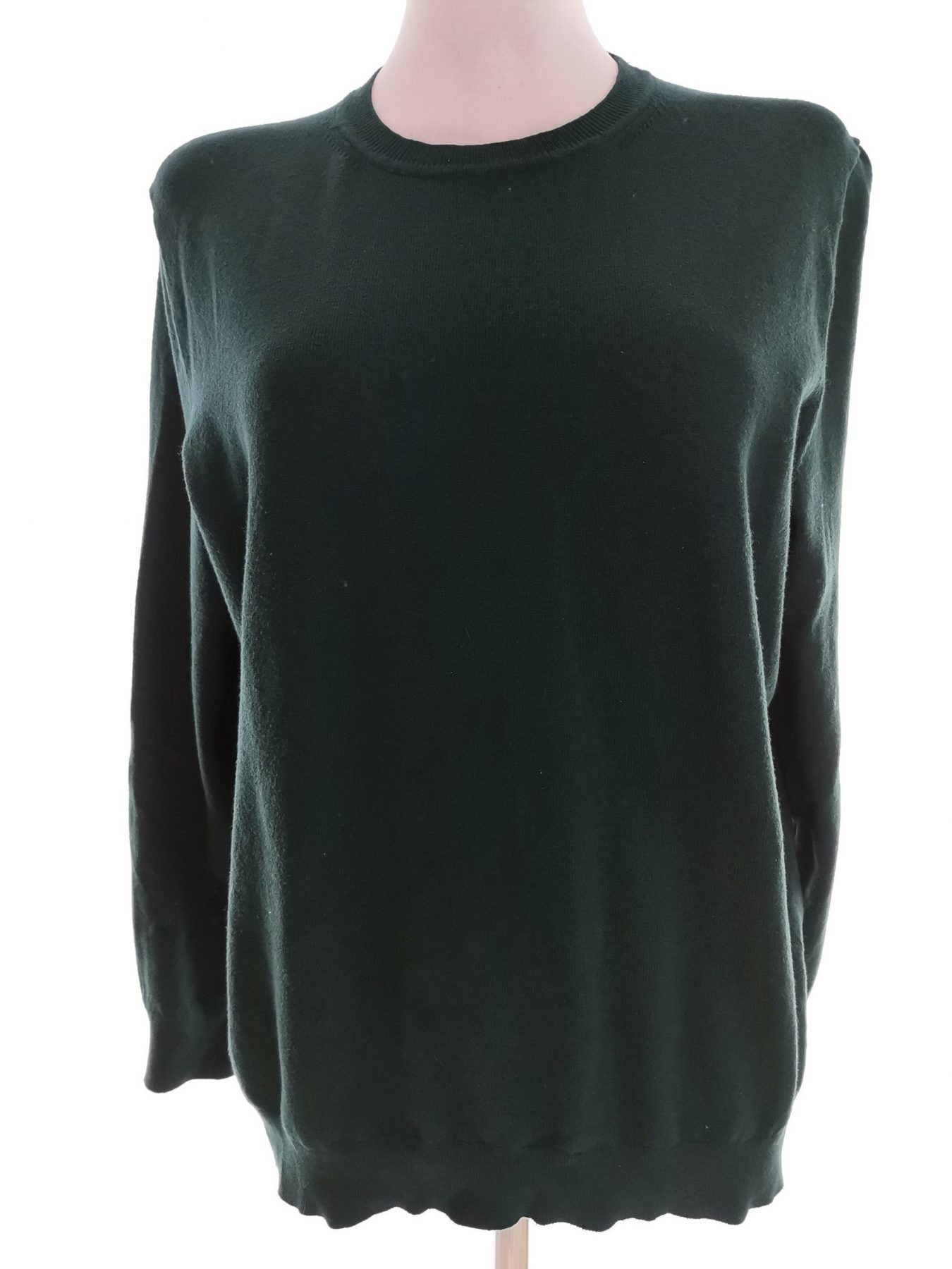 John Lewis Size 14 (42) Color Szmaragdowy Crew Neck Sweter Długi rękaw Fabric Bawełna Cienka dzianina