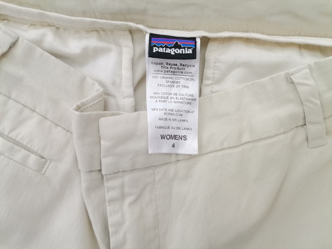 Patagonia Size 4 (38) Color Kremowy Spodnie Eleganckie Fabric Organiczna Bawełna