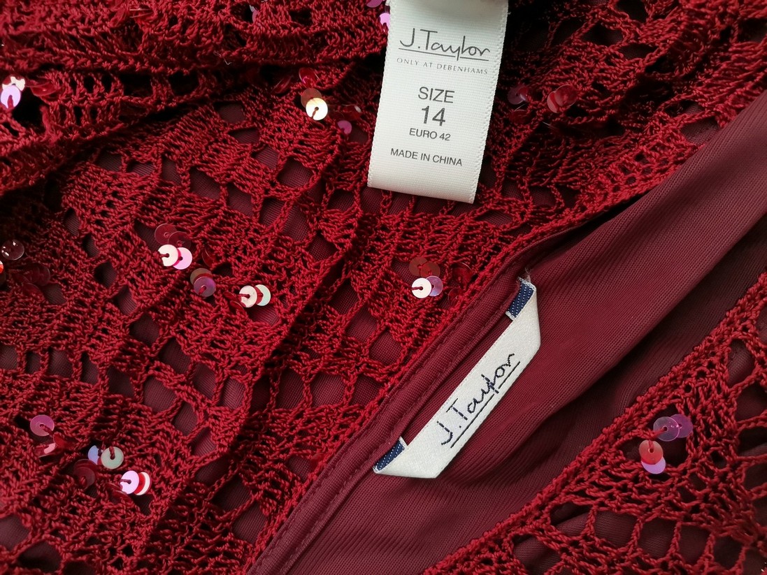 J.Taylor Size 14 (42) Color Bordowy Dekolt U Sweter Krótki rękaw Fabric Wiskoza 100%