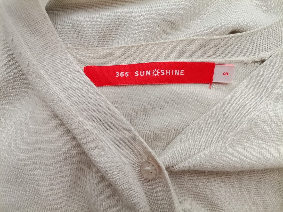 365 sunshine Size S Color Kremowy W serek Kardigan Zapinany Długi rękaw Fabric Wiskoza Cienka dzianina