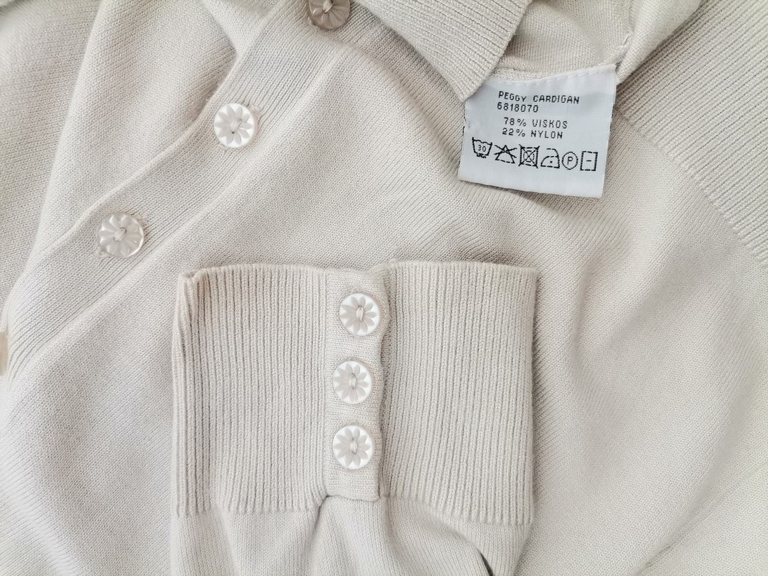 365 sunshine Size S Color Kremowy W serek Kardigan Zapinany Długi rękaw Fabric Wiskoza Cienka dzianina