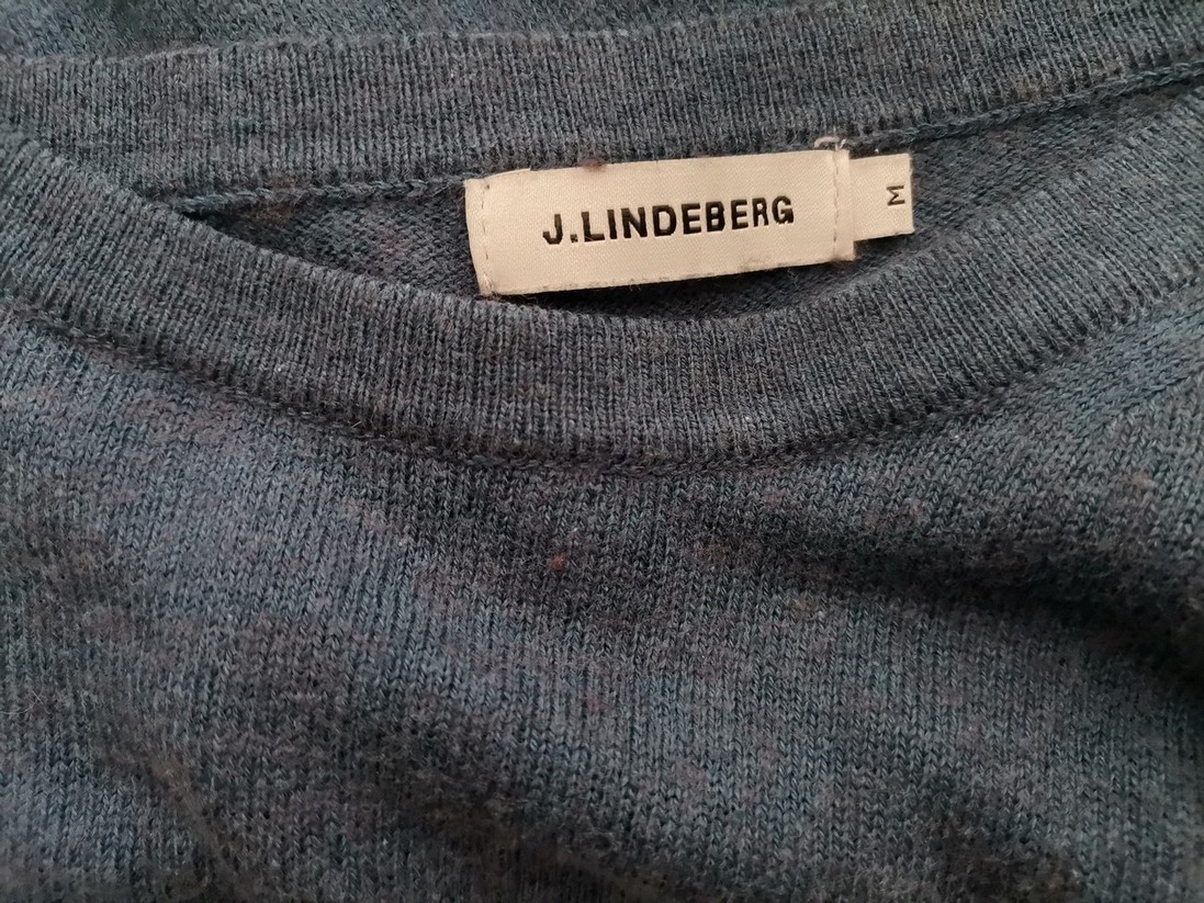 J.Lindeberg Size M Color Niebieski Męski Sweter Długi rękaw Fabric Akryl