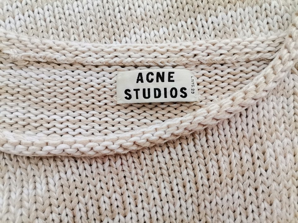 ACNE Studios Size S Color Kremowy Męski Sweter Długi rękaw Fabric Bawełna 100%