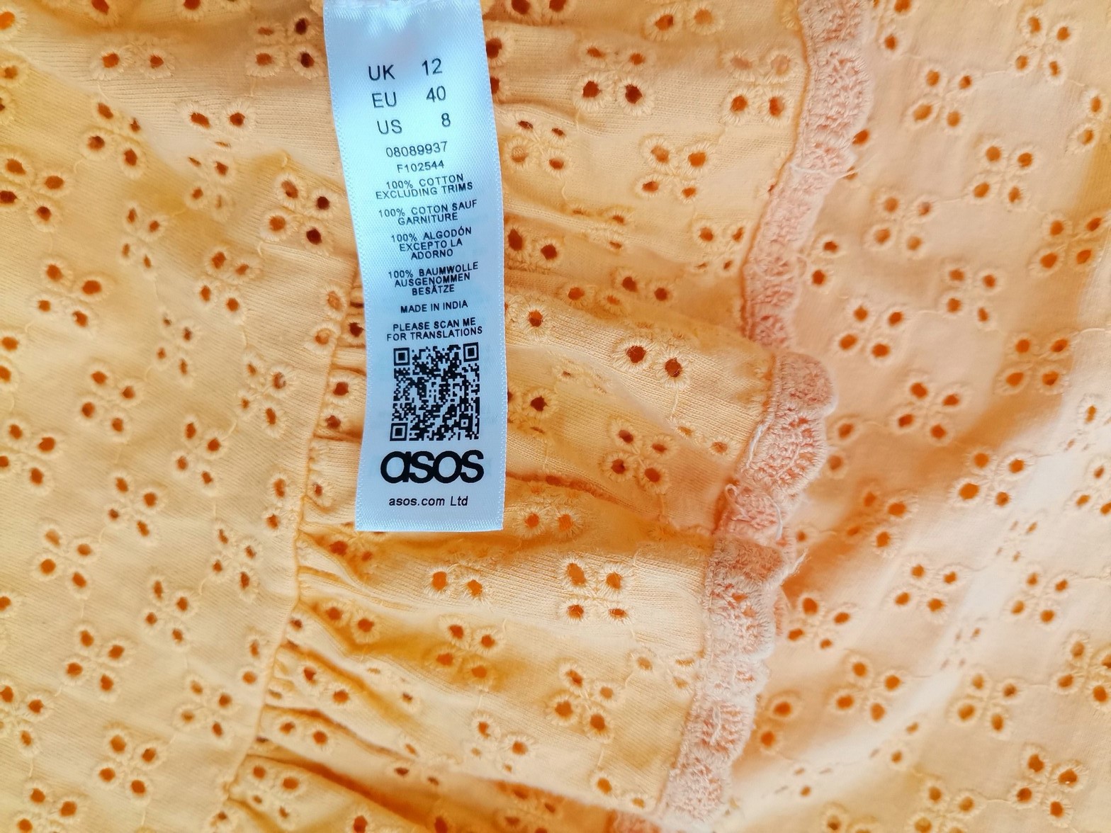 ASOS Size 12 (40) Color Pomarańczowy Spodnie Casual Fabric Bawełna 100%