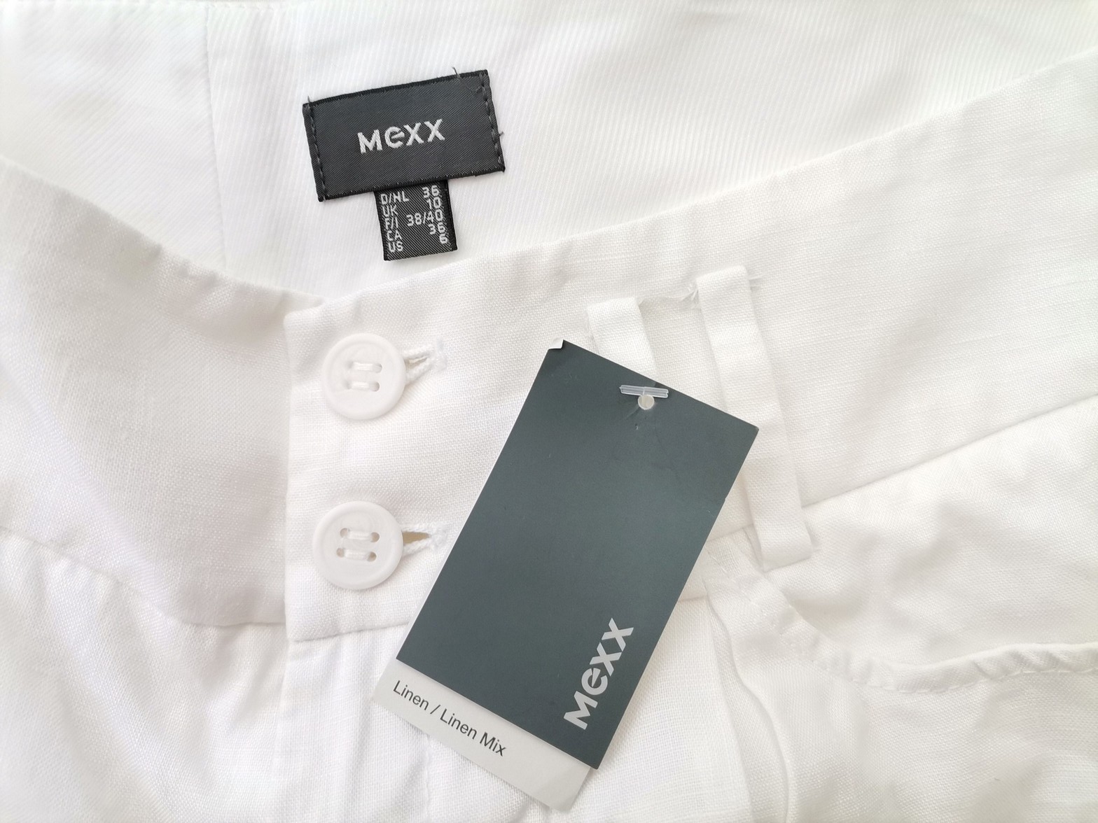 Mexx Size 36 Color Biały Szorty Fabric Len 100%