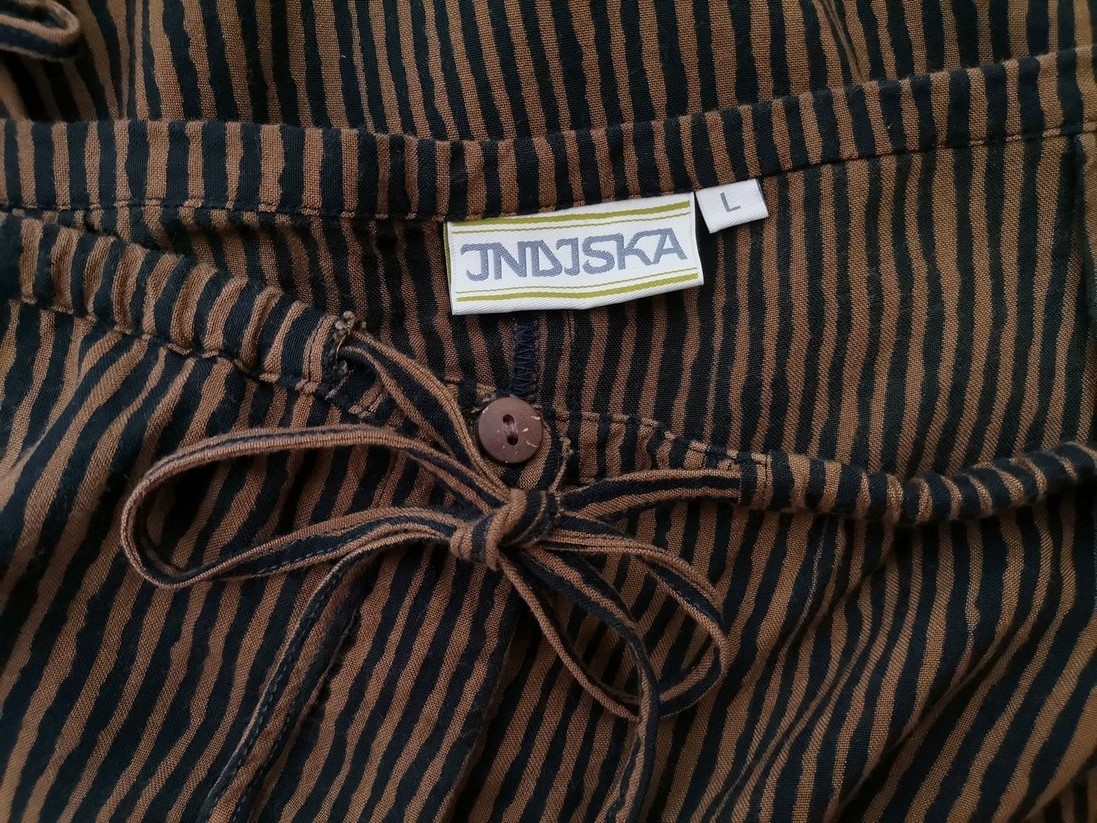 Indiska Size L Color Brązowy Pasy Spodnie Casual