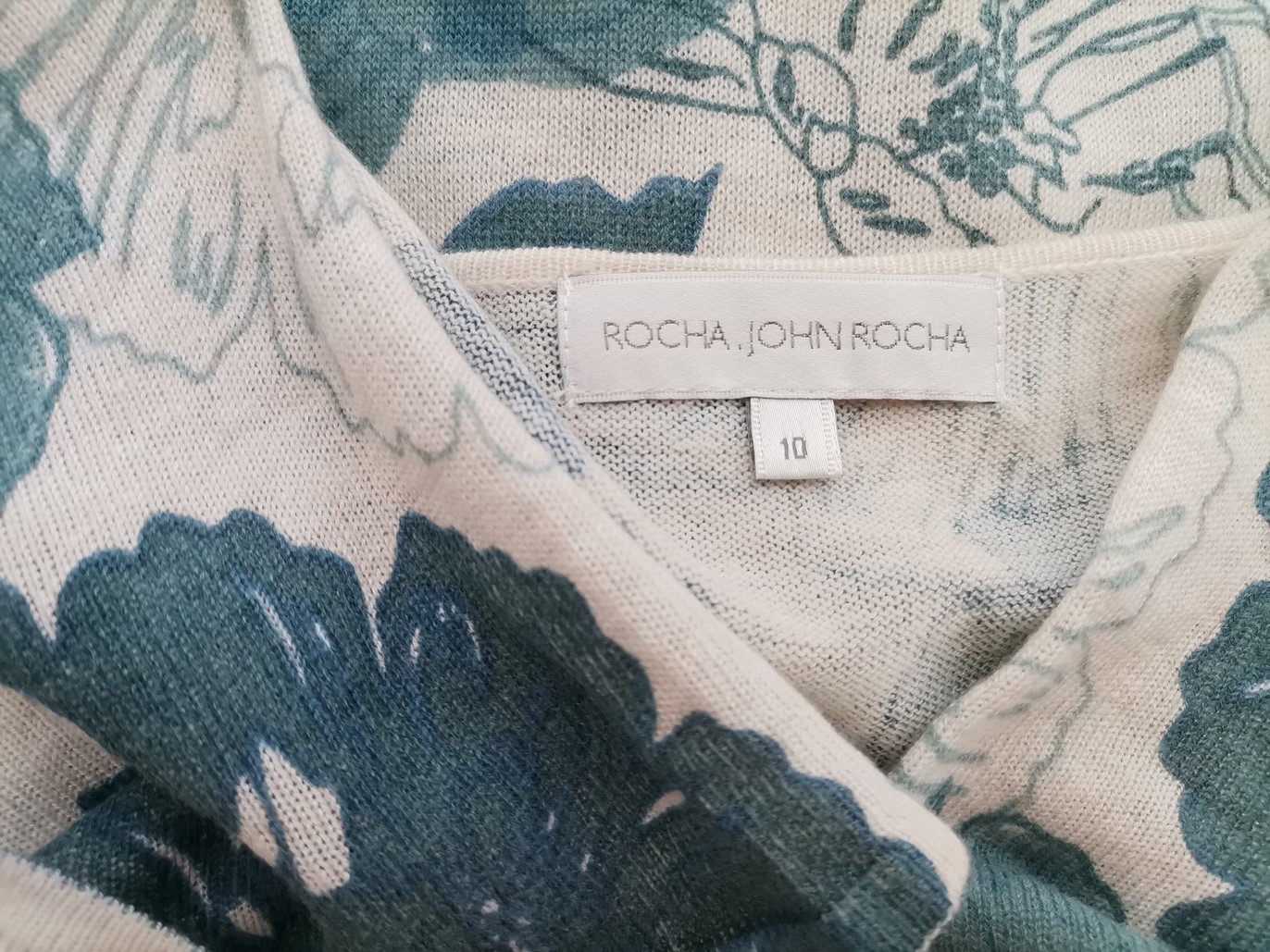 Rocha. John Rocha Size 10 (38) Color Niebieski W serek Długi Kardigan Wiązany Krótki rękaw Fabric Akryl Cienka dzianina