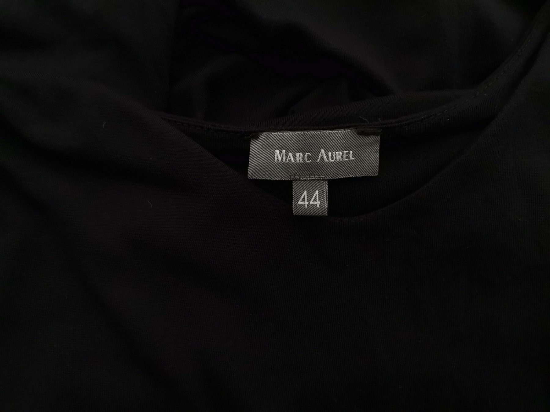 Marc Aurel Size 44 Color Czarny W serek Sukienka Maxi Krótki rękaw Długa Fabric Tencel 100%