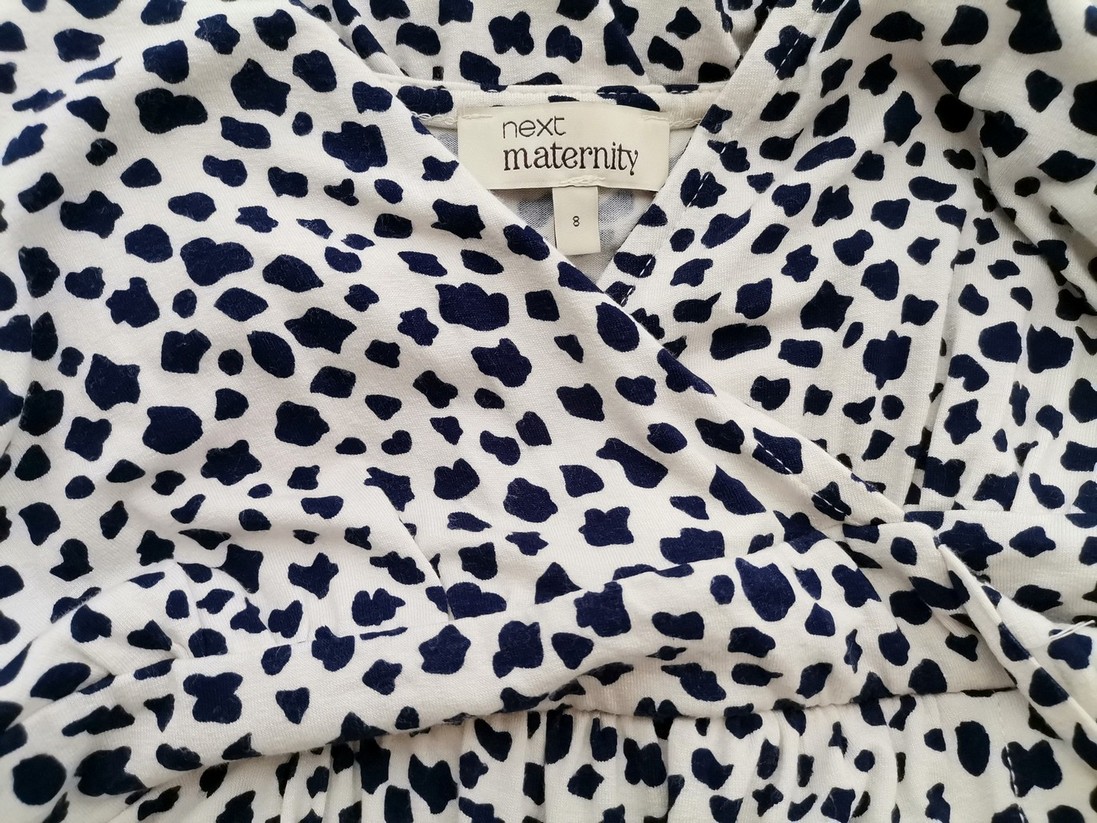 next MATERNITY Size 8 (36) Color Biały W serek Sukienka Kopertowa Długi rękaw Midi Fabric Wiskoza