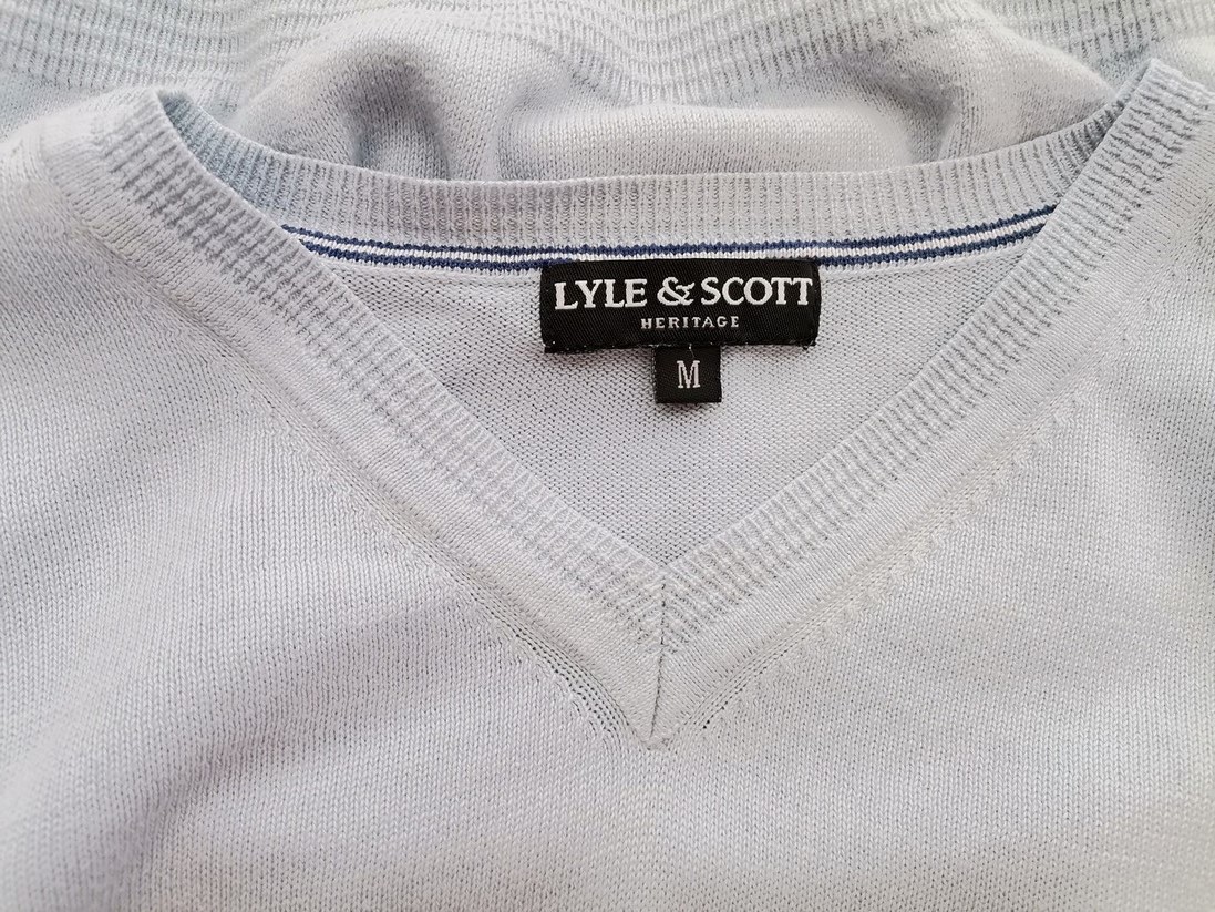 Lyle & Scott Size M Color Niebieski Męski Sweter Długi rękaw Fabric Bawełna 100%