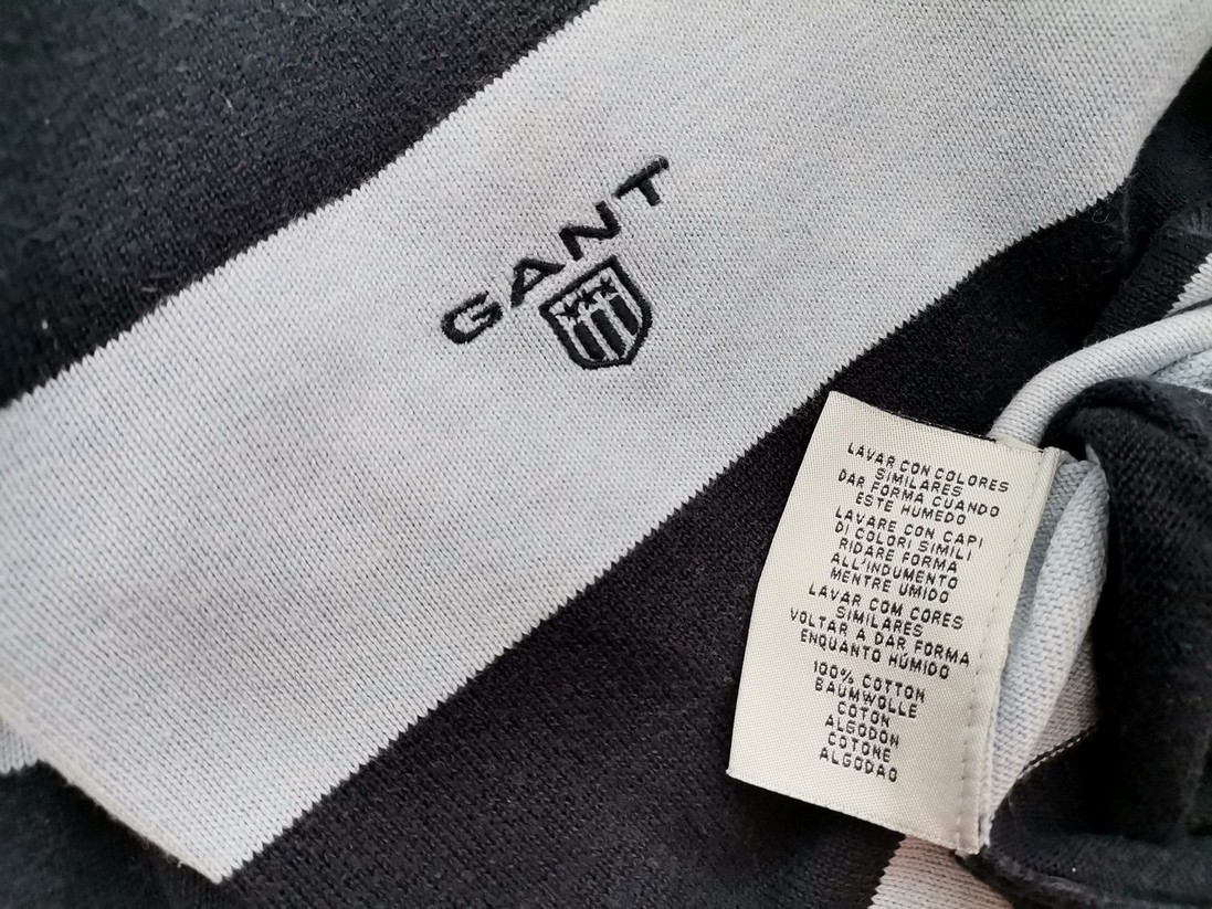 Gant Size M Color Niebieski Pasy Męski Sweter Długi rękaw Fabric Bawełna 100%