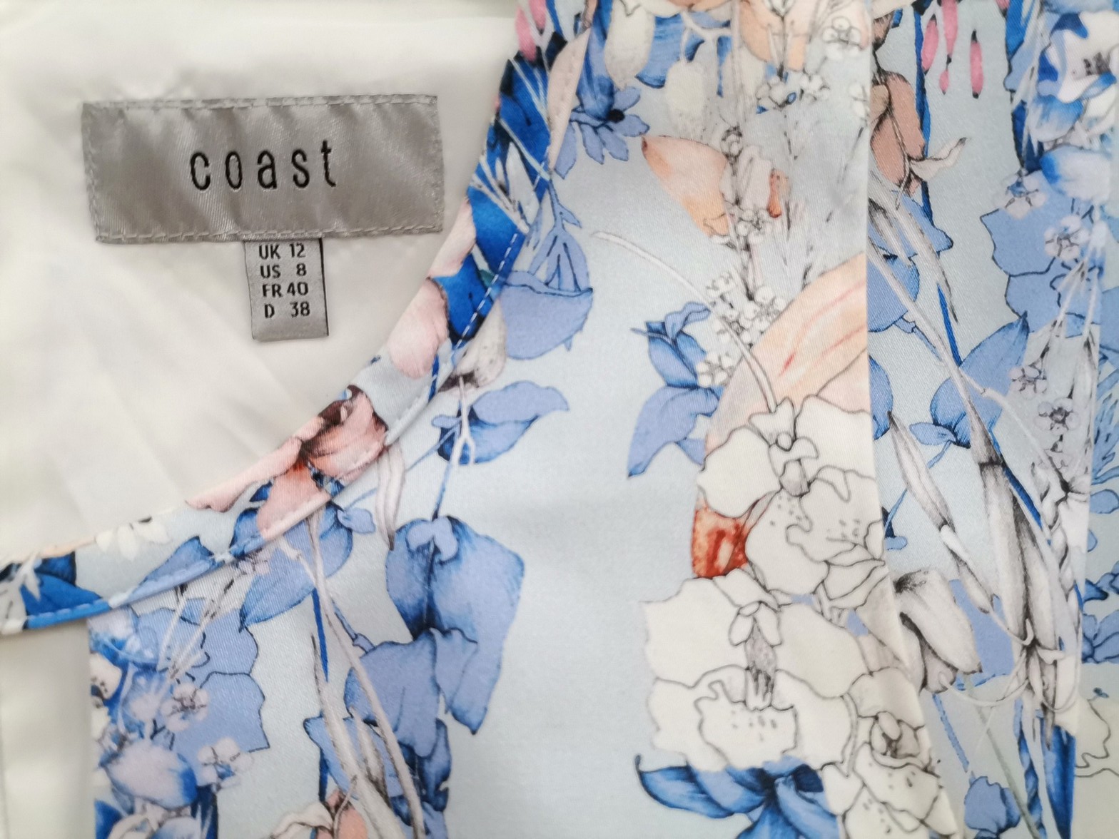 Coast Size 12 (38) Okrągły dekolt Sukienka Letnia Bezrękawnik Do Kolan Fabric Bawełna