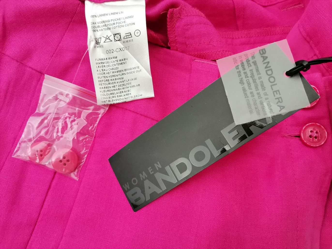 BANDOLERA Size 38 Color Różowy Spodnie Casual Fabric Len 100%