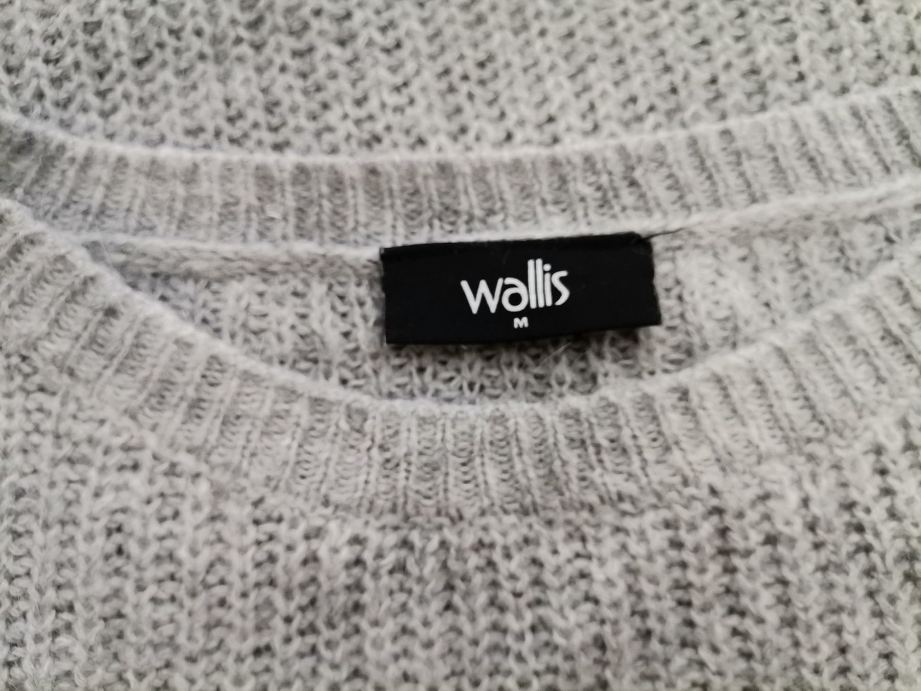 Wallis Size M Color Szary Okrągły dekolt Sweter Długi rękaw Fabric Akryl Otwarta dzianina