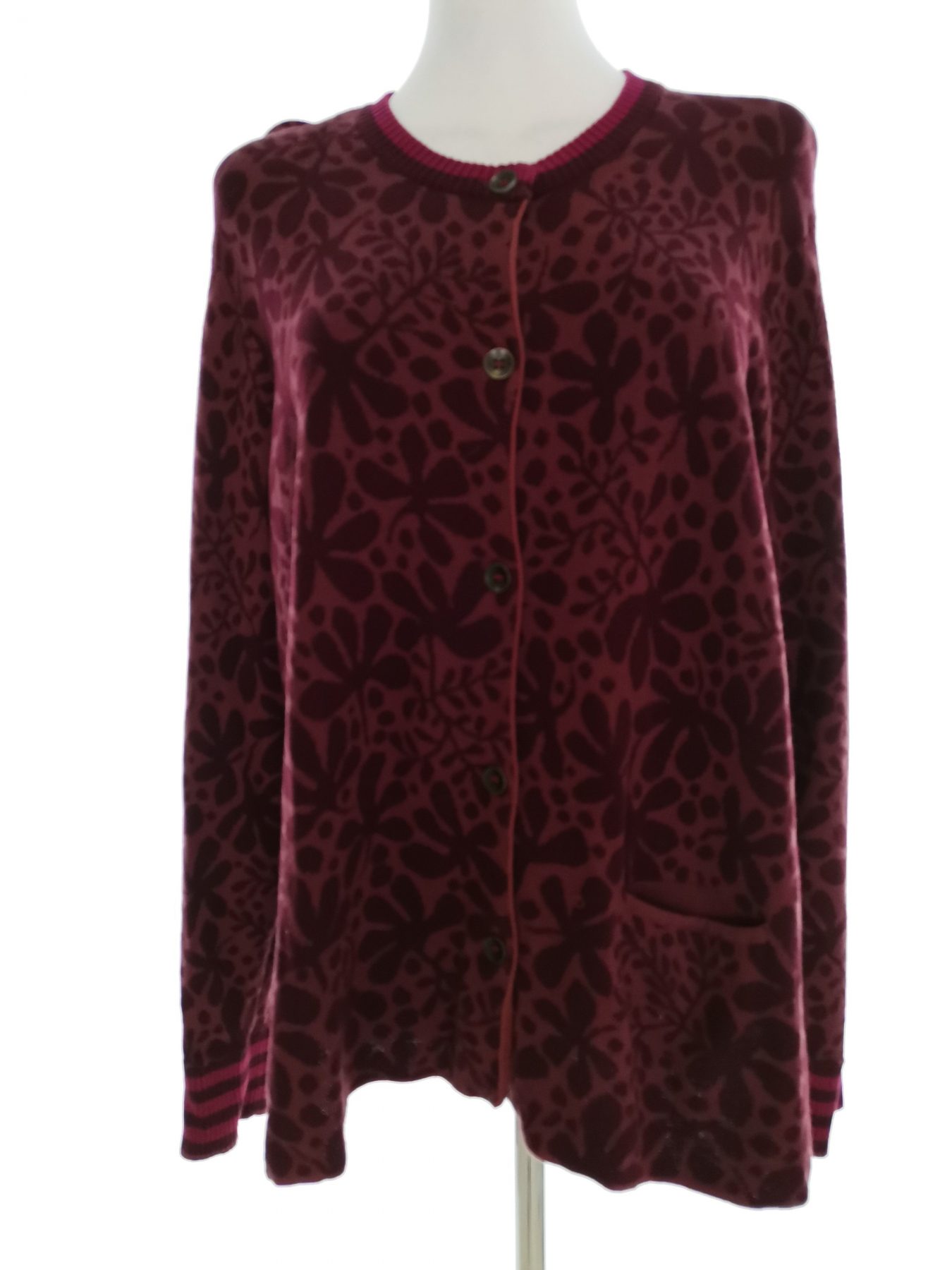 Gudrun Sjödén Size L Color Purpurowy Okrągły dekolt Długi Zapinany Kardigan Długi rękaw Fabric Bawełna 100% Cienka dzianina