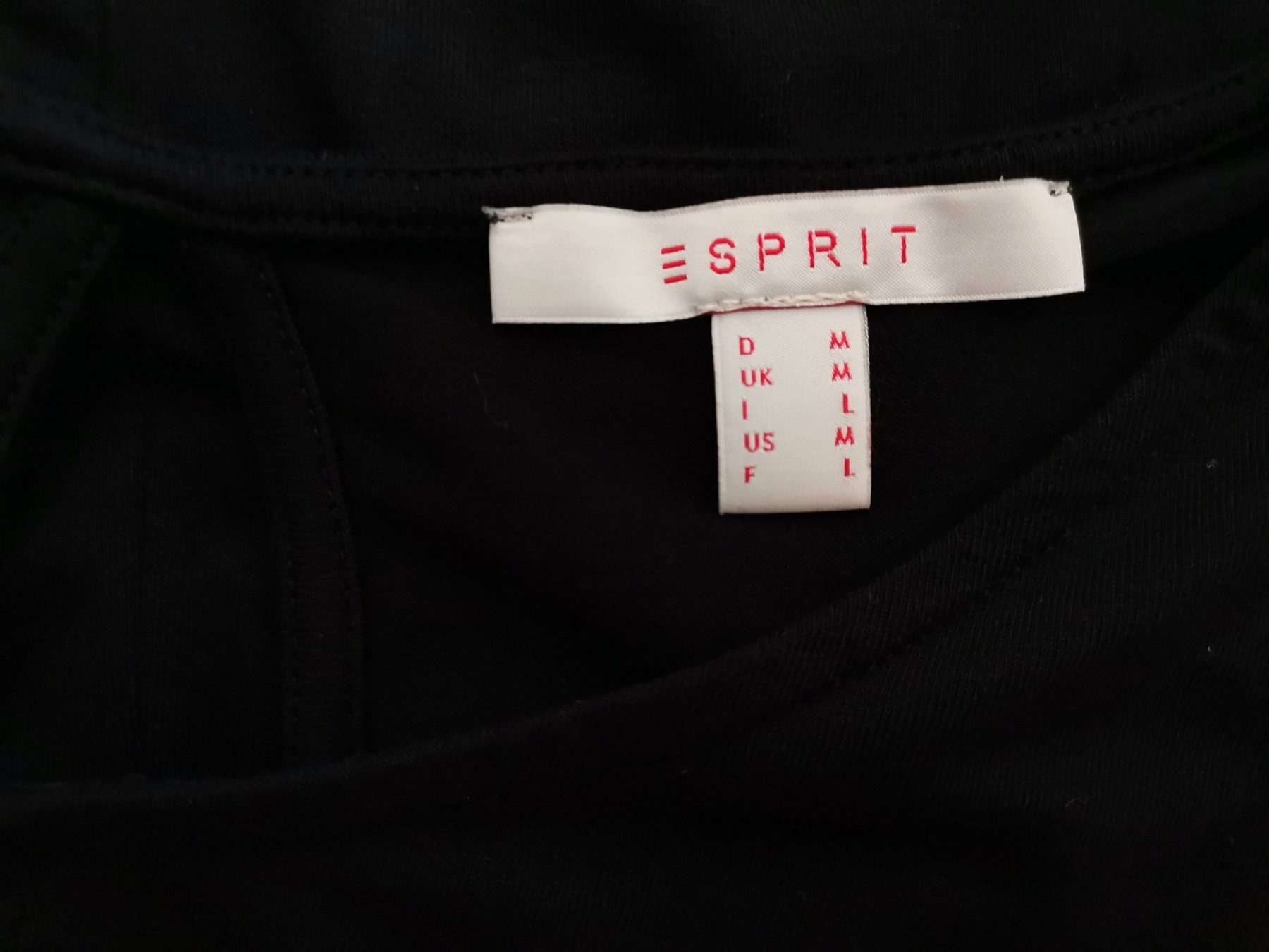 Esprit Size M Color Czarny Okrągły dekolt Sukienka Trapezowa Rękaw 3/4 Midi Fabric Wiskoza