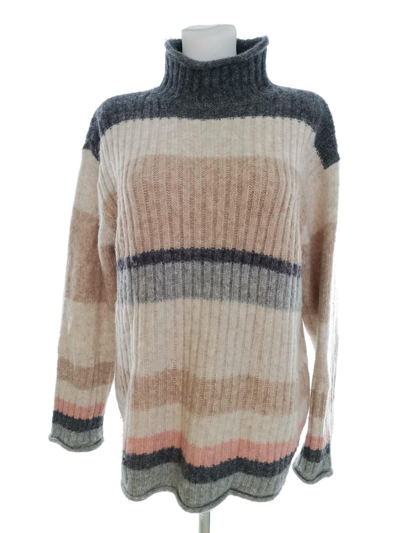 Size M Color Kremowy High Neck Sweter Długi rękaw Fabric Akryl Gruba dzianina