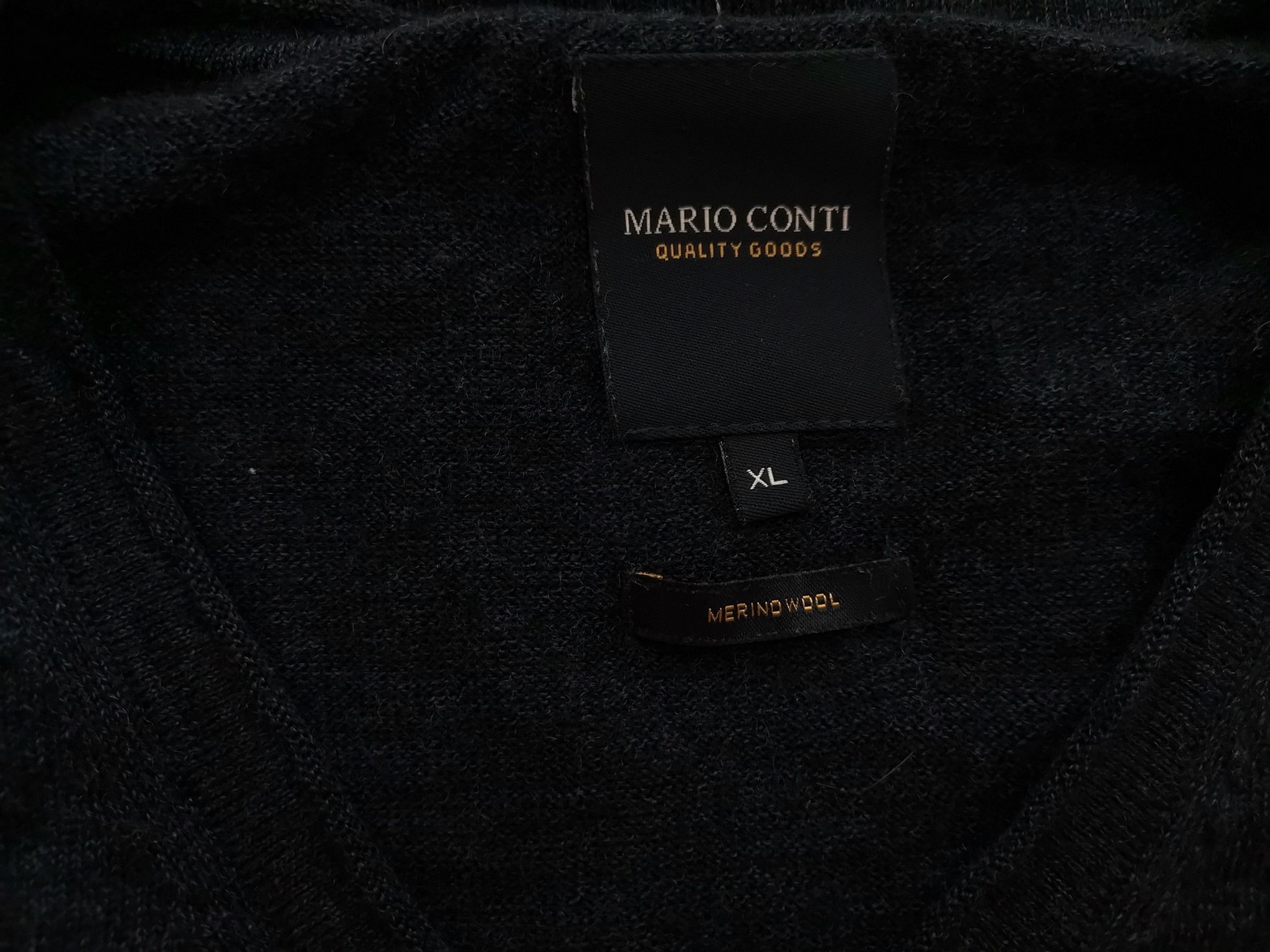 Mario Conti Size XL Color Granatowy Męski Sweter Długi rękaw Fabric Wełna Merino