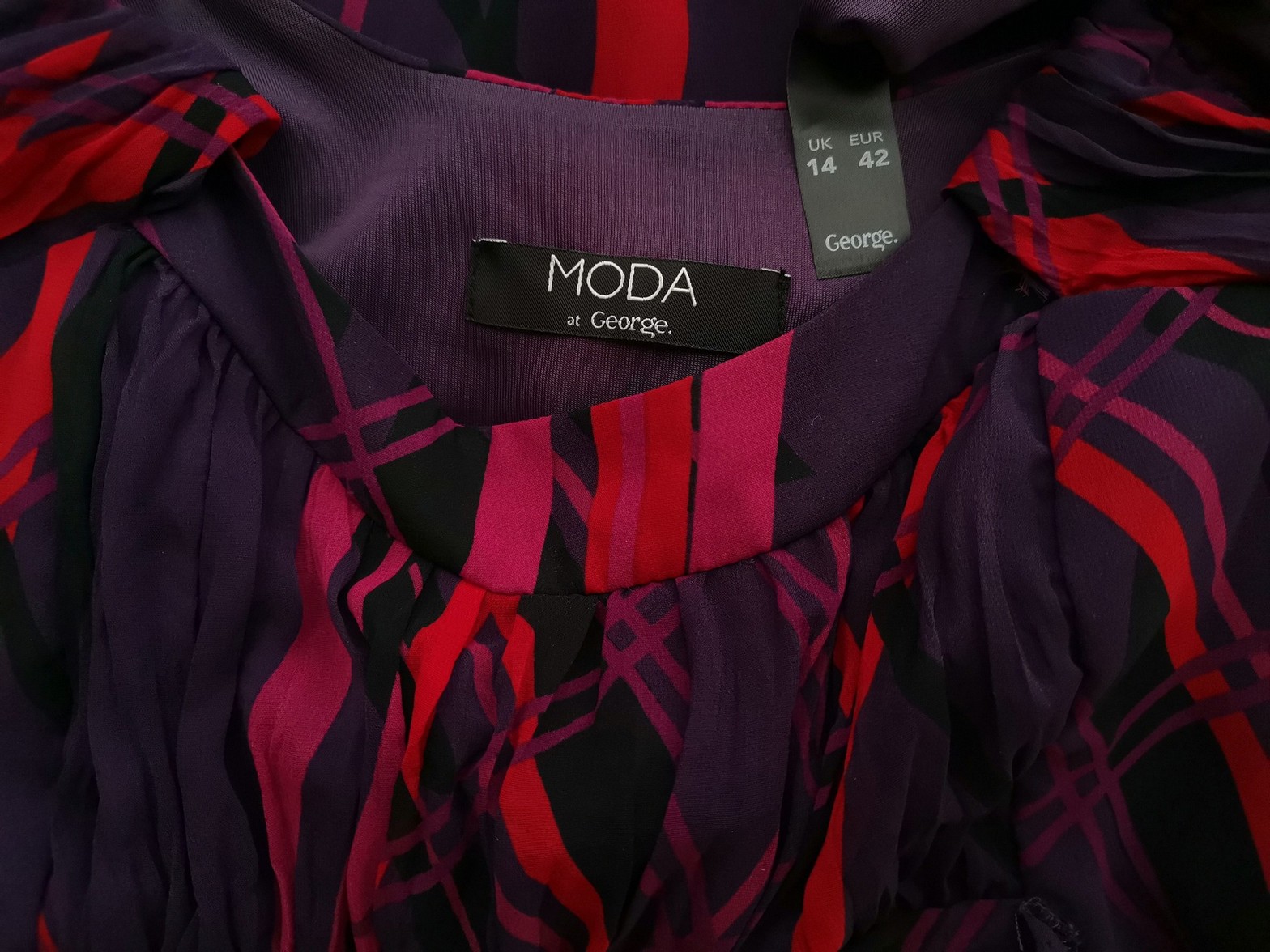 Moda at George Size 14 (42) Color Fioletowy Odkryte Ramiona Sukienka Trapezowa Bezrękawnik Midi