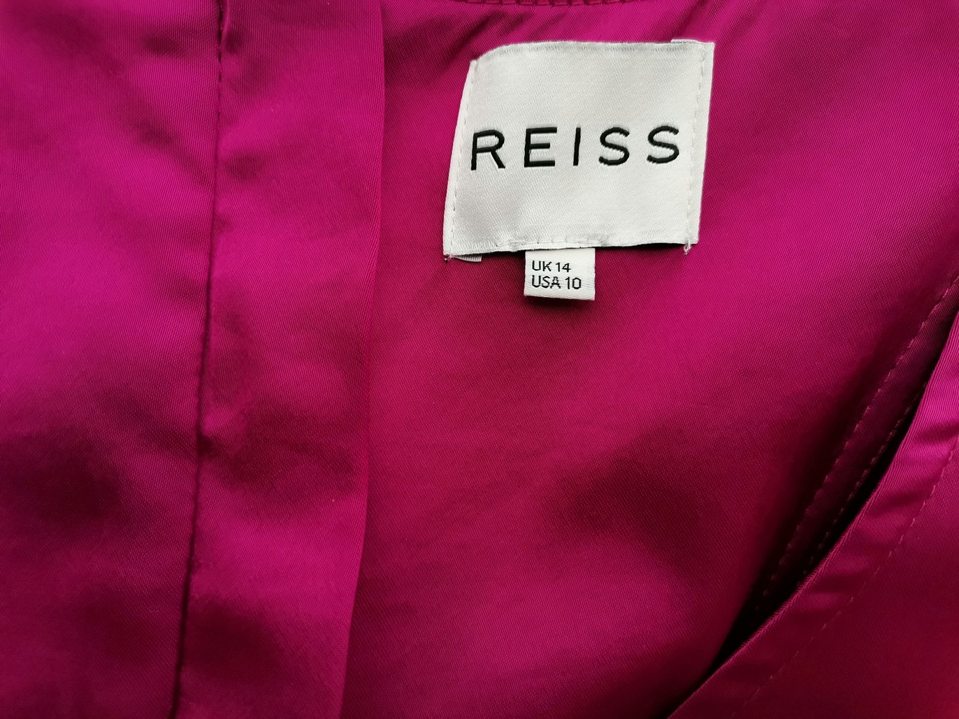 Reiss Size 14 (42) Color Fuksja Okrągły dekolt Sukienka Prosta Bezrękawnik Do Kolan